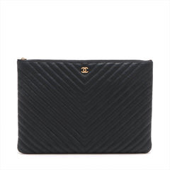 Chanel Classic Pouch Large Chevron Black Pouch Black Chanel Classic Pouch Large Chevron Black Pouch Black