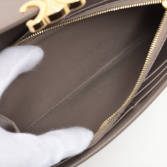 CELINE Triomphe Leather Large Long Wallet Taupe CELINE Triomphe Leather Large Long Wallet Taupe