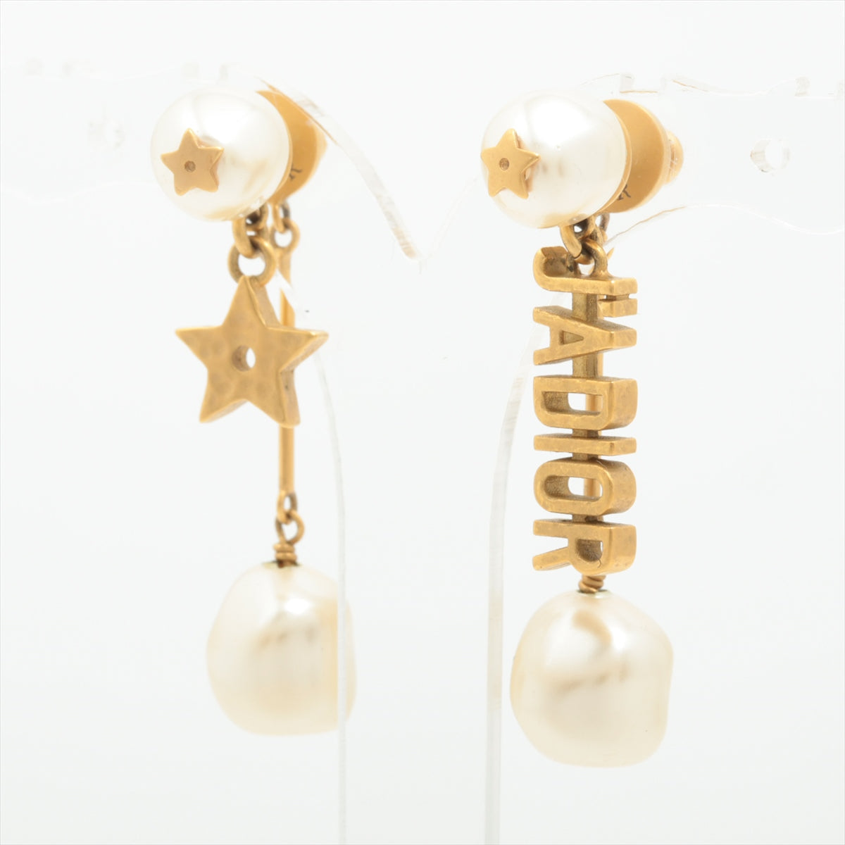 Christian Dior J'Adior Star Gold Pearl Drop Earrings Costume