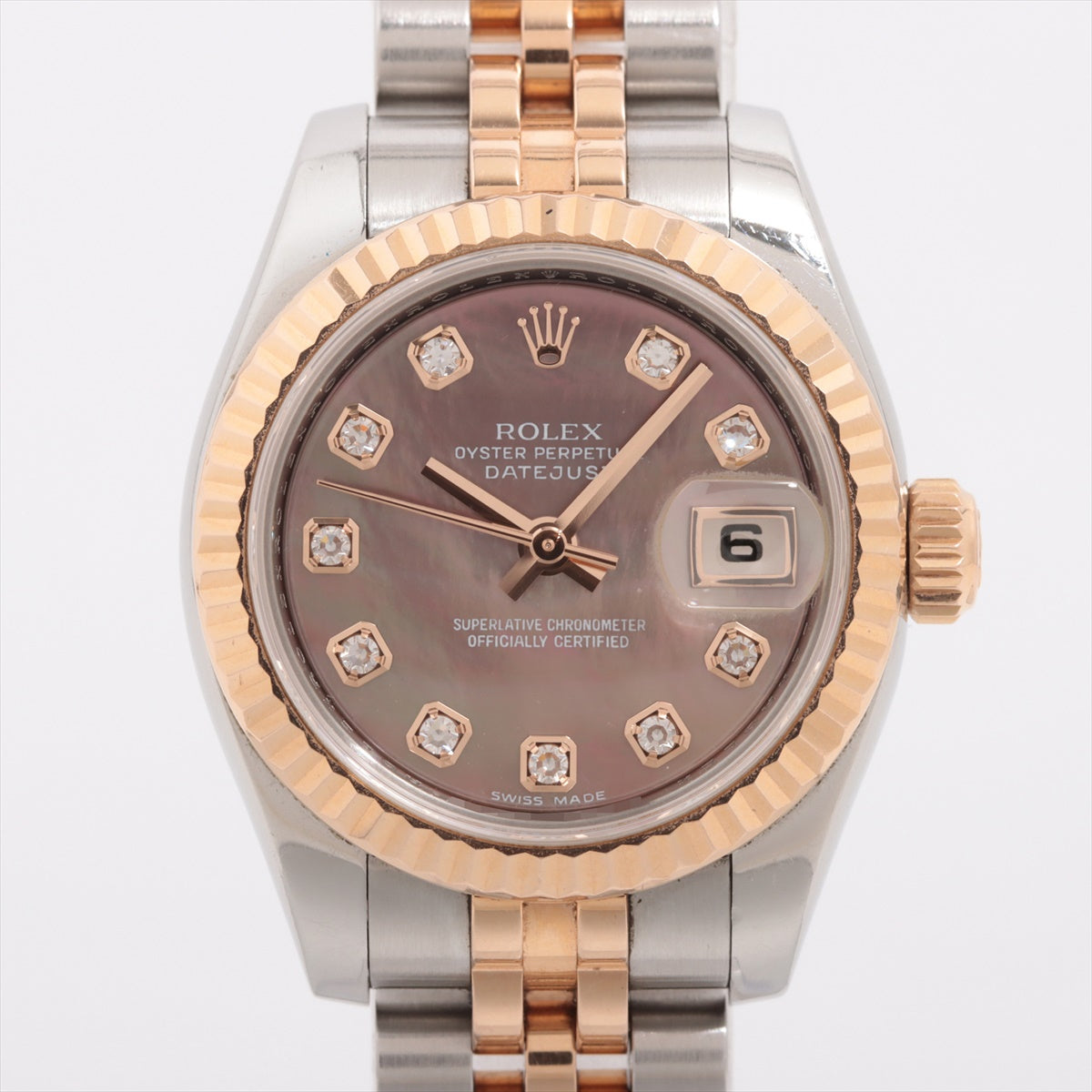 Rolex Datejust 26mm Two Tone Pink Face Mother of Pearl MOP Watch