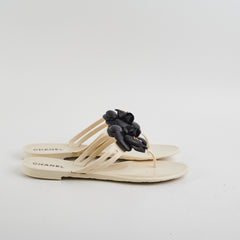 Chanel Camelia Jelly Sandals (Beige/Black) Size 40 Chanel Camelia Jelly Sandals (Beige/Black) Size 40
