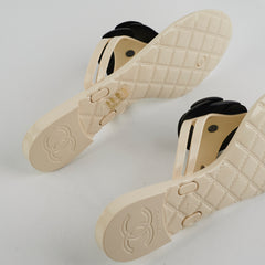 Chanel Camelia Jelly Sandals (Beige/Black) Size 40 Chanel Camelia Jelly Sandals (Beige/Black) Size 40