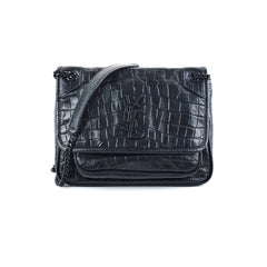 Saint Laurent Niki Baby Croc Embossed Shoulder Bag Saint Laurent Niki Baby Croc Embossed Shoulder Bag