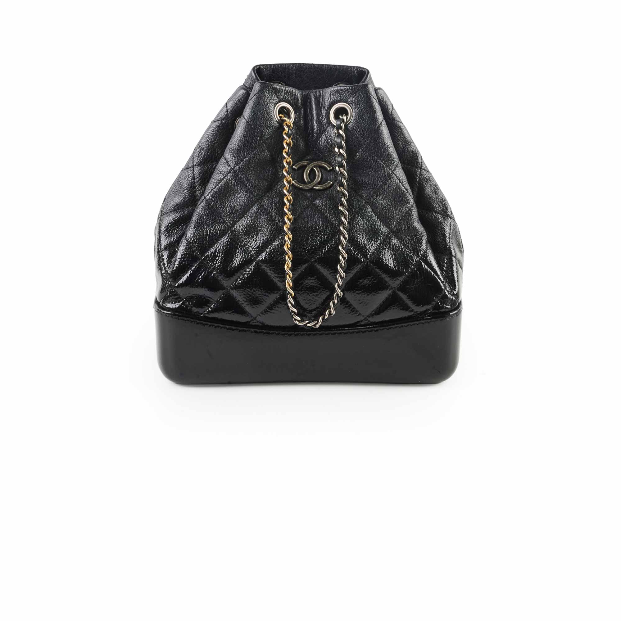 Chanel Gabrielle Black Leather/Patent Backpack
