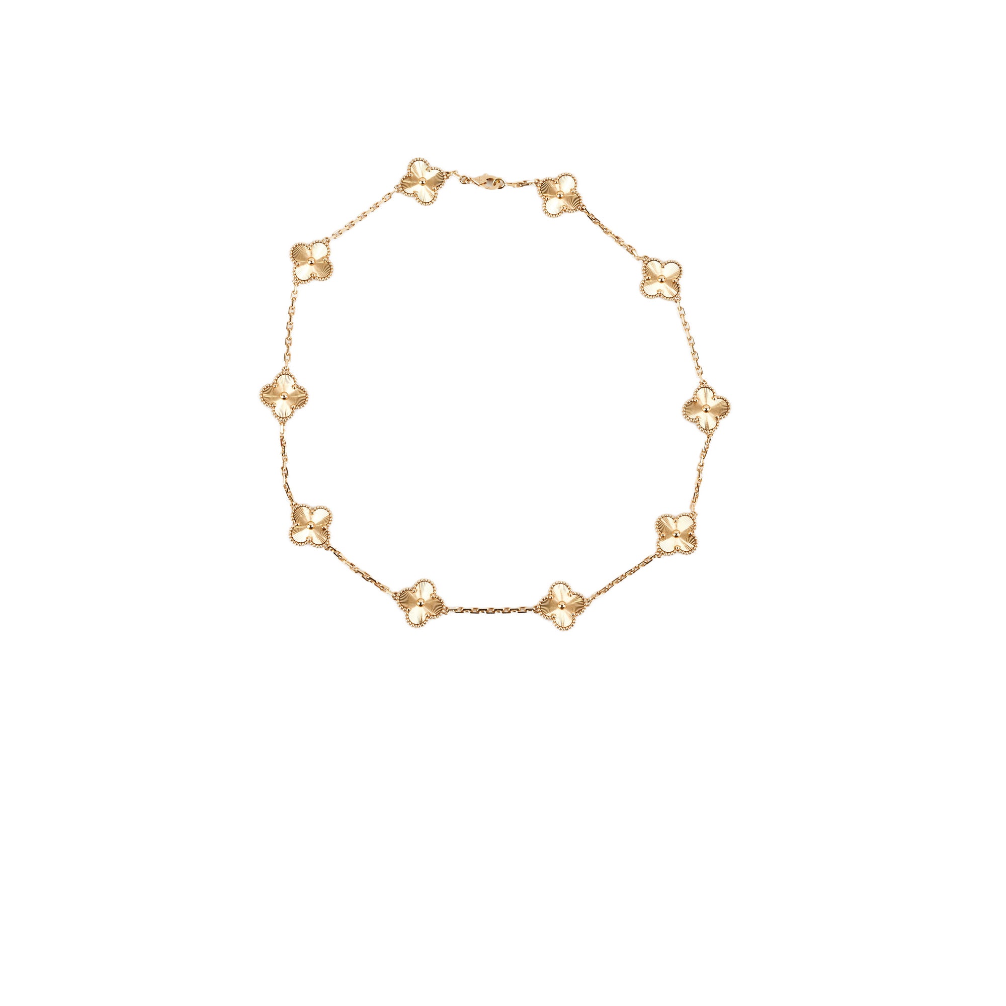 Van Cleef Arpels VCA Vintage 10 Motifs Gold Guilloche Necklace