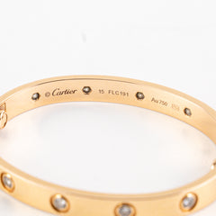 Cartier Love Pink Gold 10 Diamond Size 15 Bracelet