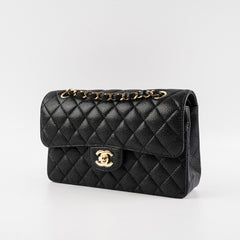 Chanel Caviar Small Double Classic Flap Black Microchip Chanel Caviar Small Double Classic Flap Black Microchip