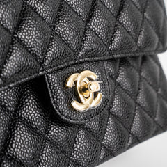 Chanel Caviar Small Double Classic Flap Black Microchip Chanel Caviar Small Double Classic Flap Black Microchip