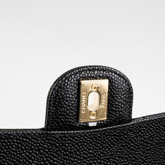 Chanel Caviar Small Double Classic Flap Black Microchip Chanel Caviar Small Double Classic Flap Black Microchip