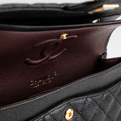 Chanel Caviar Small Double Classic Flap Black Microchip Chanel Caviar Small Double Classic Flap Black Microchip