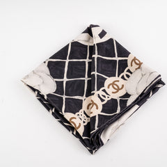 Chanel Silk Scarf Black/White Chanel Silk Scarf Black/White