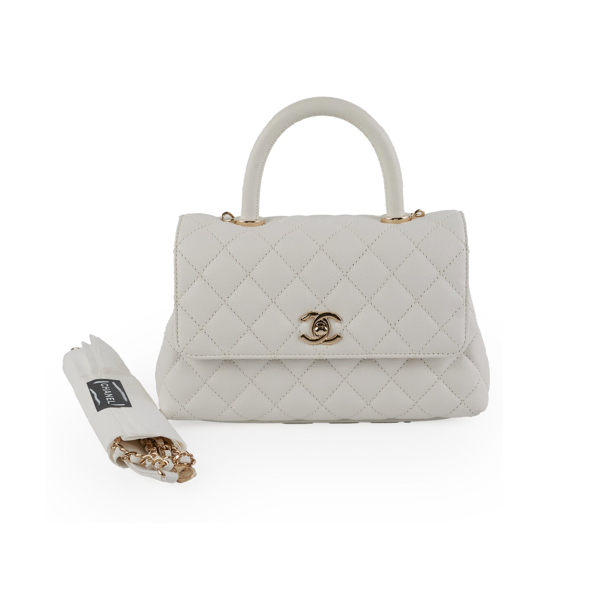 Chanel Coco Handle Small Caviar White – THE PURSE AFFAIR