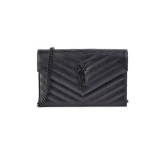 Saint Laurent Cassandre Envelope Wallet On Chain WOC Black Saint Laurent Cassandre Envelope Wallet On Chain WOC Black