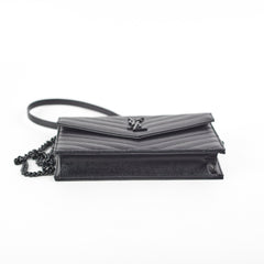 Saint Laurent Cassandre Envelope Wallet On Chain WOC Black Saint Laurent Cassandre Envelope Wallet On Chain WOC Black