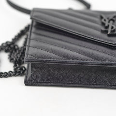 Saint Laurent Cassandre Envelope Wallet On Chain WOC Black Saint Laurent Cassandre Envelope Wallet On Chain WOC Black