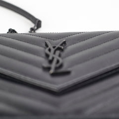 Saint Laurent Cassandre Envelope Wallet On Chain WOC Black Saint Laurent Cassandre Envelope Wallet On Chain WOC Black