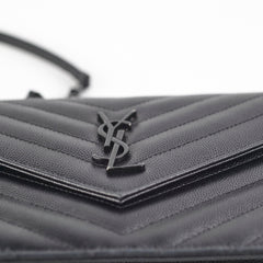 Saint Laurent Cassandre Envelope Wallet On Chain WOC Black Saint Laurent Cassandre Envelope Wallet On Chain WOC Black