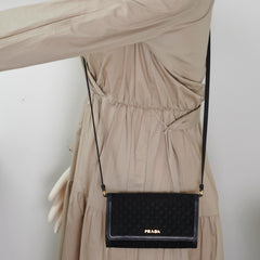 Prada Quilted Nylon Wallet On Chain WOC Black Prada Quilted Nylon Wallet On Chain WOC Black