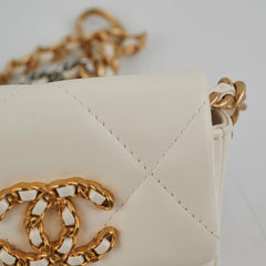 Chanel 19 Coin Purse with Chain White Goatskin Chanel 19 Coin Purse with Chain White Goatskin