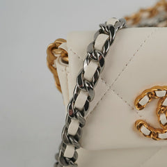 Chanel 19 Coin Purse with Chain White Goatskin Chanel 19 Coin Purse with Chain White Goatskin