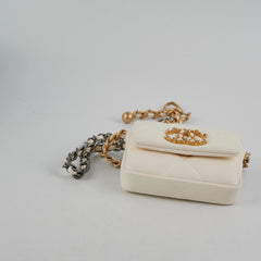 Chanel 19 Coin Purse with Chain White Goatskin Chanel 19 Coin Purse with Chain White Goatskin