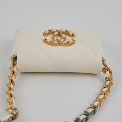 Chanel 19 Coin Purse with Chain White Goatskin Chanel 19 Coin Purse with Chain White Goatskin