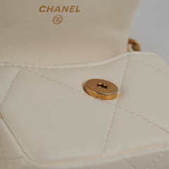 Chanel 19 Coin Purse with Chain White Goatskin Chanel 19 Coin Purse with Chain White Goatskin