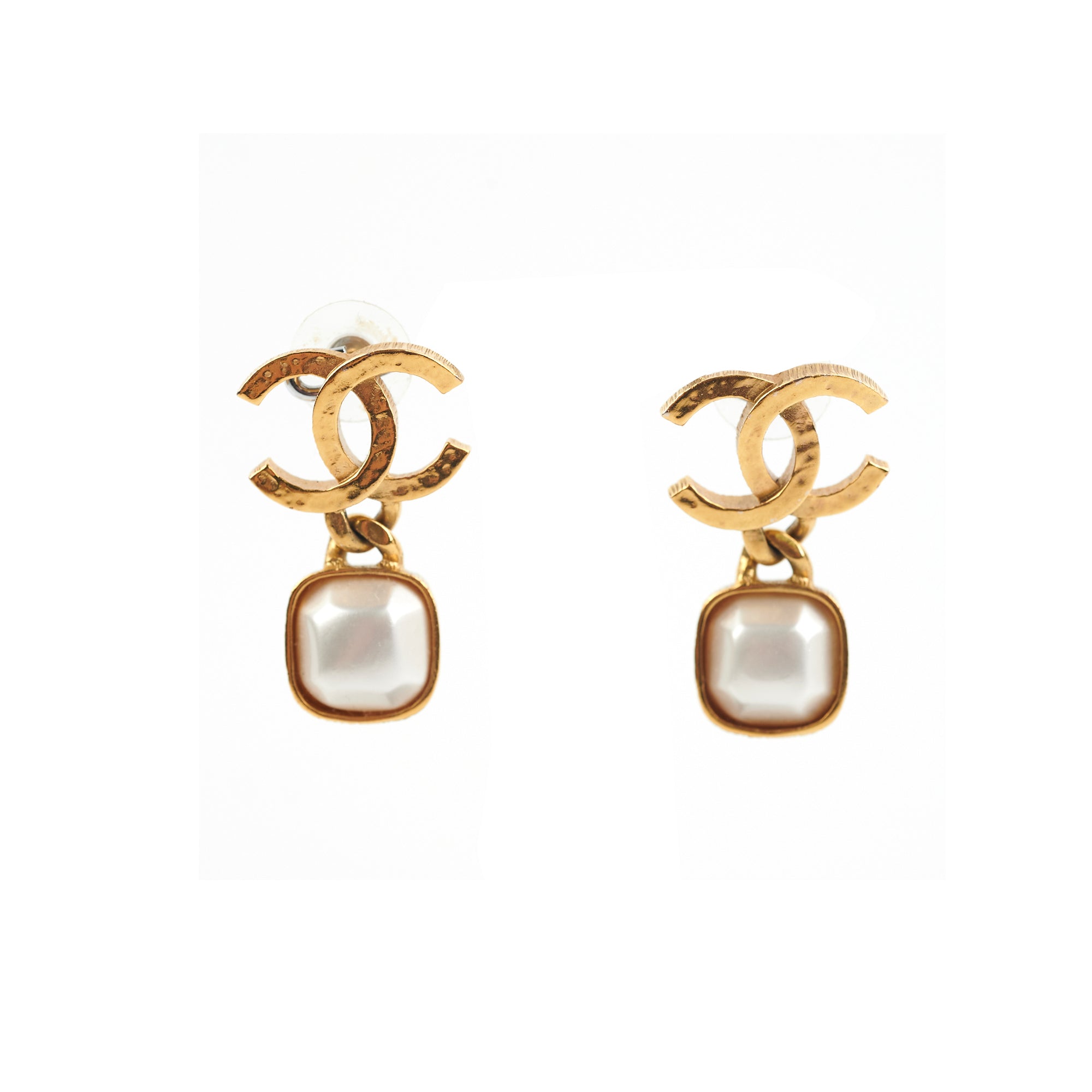Coco Chanel Pearl Drop Earrings Chanel Coco Logo Pearl Square