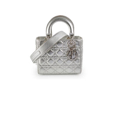 Christian Dior Lady Dior Small Metallic Silver Christian Dior Lady Dior Small Metallic Silver
