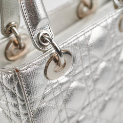 Christian Dior Lady Dior Small Metallic Silver Christian Dior Lady Dior Small Metallic Silver