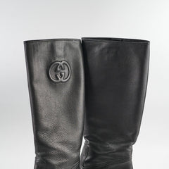 Gucci GG Knee High Heeled Boots Black 38 Gucci GG Knee High Heeled Boots Black 38