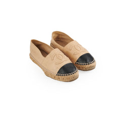 Chanel espadrille beige black shoes 38 Chanel espadrille beige black shoes 38