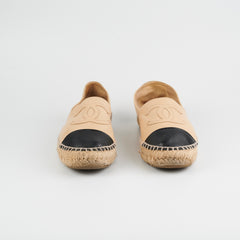 Chanel espadrille beige black shoes 38 Chanel espadrille beige black shoes 38