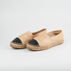 Chanel espadrille beige black shoes 38 Chanel espadrille beige black shoes 38