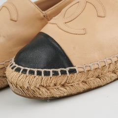 Chanel espadrille beige black shoes 38 Chanel espadrille beige black shoes 38