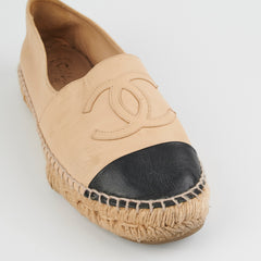 Chanel espadrille beige black shoes 38 Chanel espadrille beige black shoes 38