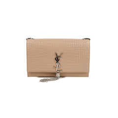 Saint Laurent Medium Kate Croc Beige Tassel Wallet On Chain WOC Saint Laurent Medium Kate Croc Beige Tassel Wallet On Chain WOC
