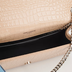 Saint Laurent Medium Kate Croc Beige Tassel Wallet On Chain WOC Saint Laurent Medium Kate Croc Beige Tassel Wallet On Chain WOC
