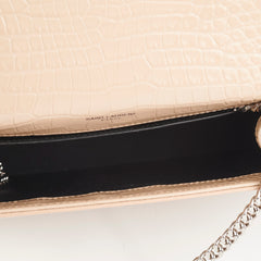 Saint Laurent Medium Kate Croc Beige Tassel Wallet On Chain WOC Saint Laurent Medium Kate Croc Beige Tassel Wallet On Chain WOC
