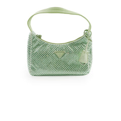 Prada Mint Green Satin Mini Crystal Studded Re-Edition 2000 Shoulder Bag Prada Mint Green Satin Mini Crystal Studded Re-Edition 2000 Shoulder Bag