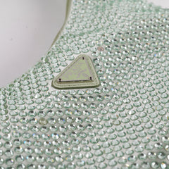 Prada Mint Green Satin Mini Crystal Studded Re-Edition 2000 Shoulder Bag Prada Mint Green Satin Mini Crystal Studded Re-Edition 2000 Shoulder Bag