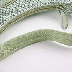 Prada Mint Green Satin Mini Crystal Studded Re-Edition 2000 Shoulder Bag Prada Mint Green Satin Mini Crystal Studded Re-Edition 2000 Shoulder Bag