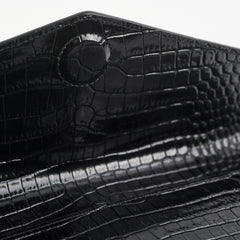 Saint Laurent Uptown Crocodile Embossed Leather Black