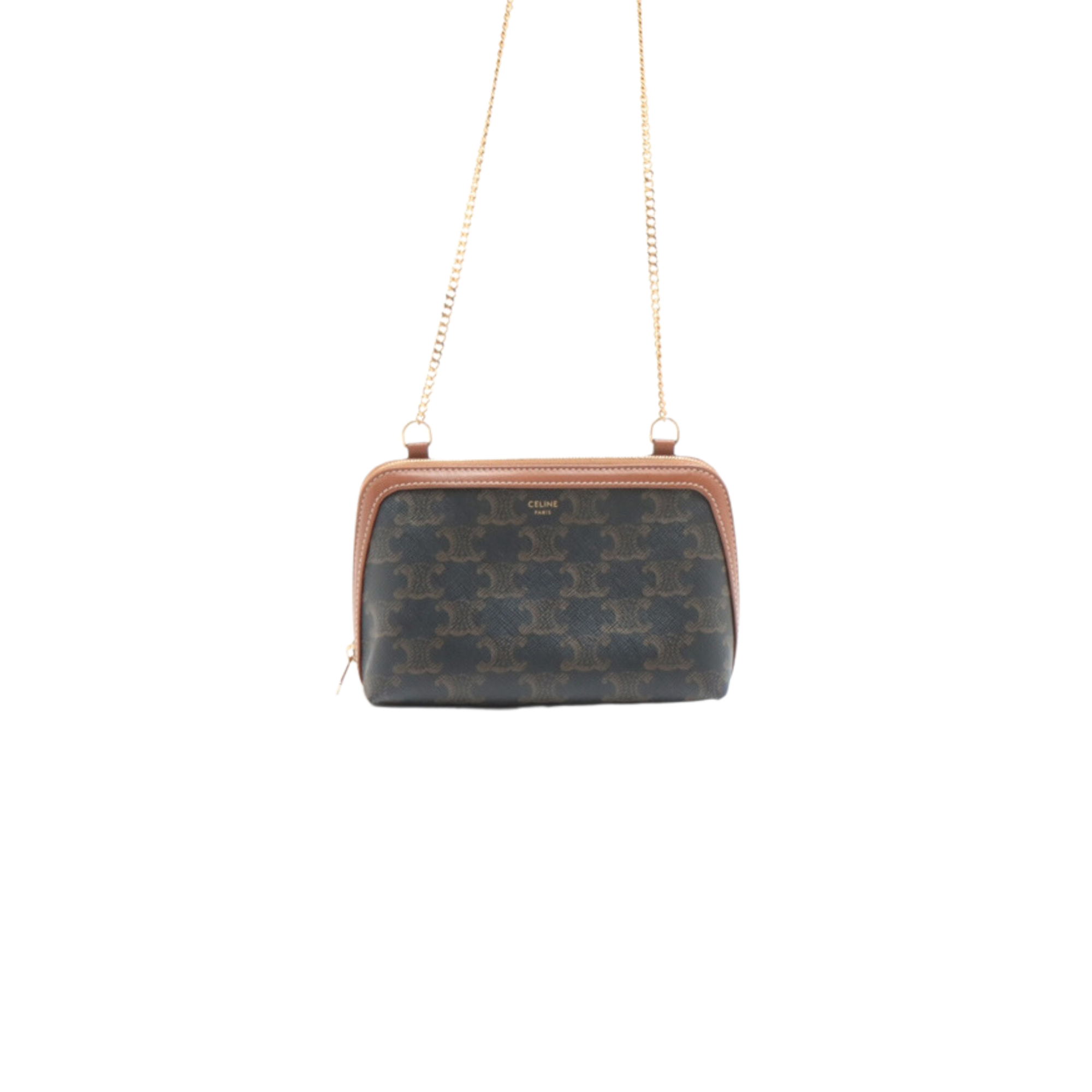 Celine Triomphe Canvas Clutch on Chain THE PURSE AFFAIR