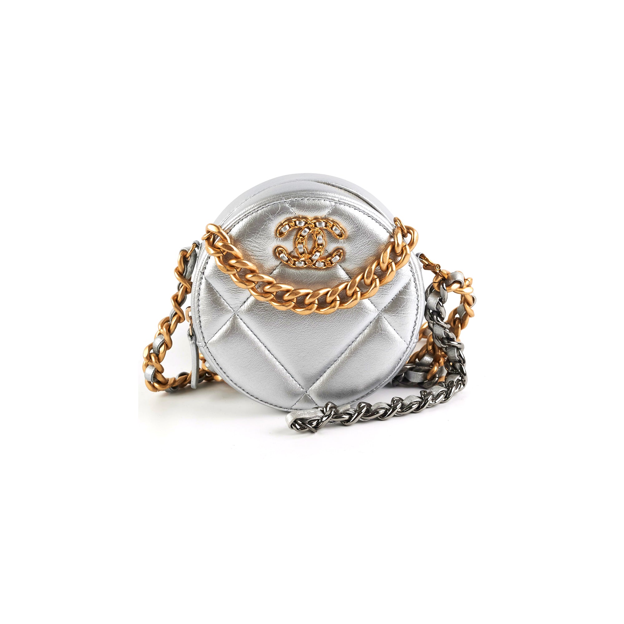 Chanel 19 Round Clutch Metallic Silver – THE PURSE AFFAIR