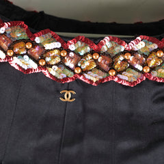 Chanel Black Silk Sequin Long Skirt Size 40 Chanel Black Silk Sequin Long Skirt Size 40