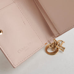 Christian Dior Cannage Card Holder Pink Lambskin