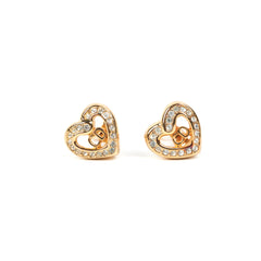 Christian Dior Heart Rhinestone Clip On Earrings Costume Jewellery