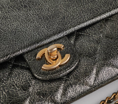 Chanel Zip Away Chain Clutch Wallet on Chain WOC Metallic Grey