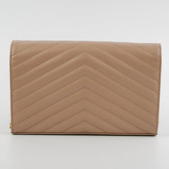 Saint Laurent Classic Cassandre Chain Wallet on Chain WOC Dark Beige Saint Laurent Classic Cassandre Chain Wallet on Chain WOC Dark Beige